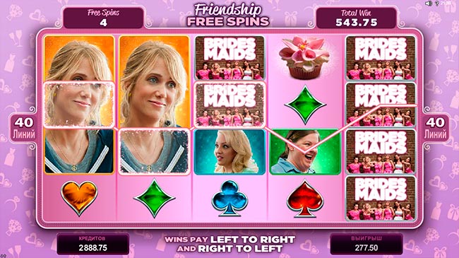 Бонусная игра Friendship Free Spins в автомате Подружки Невесты.