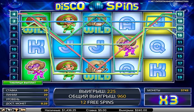 Бесплатные вращения в игровом автомате Disco Spins.