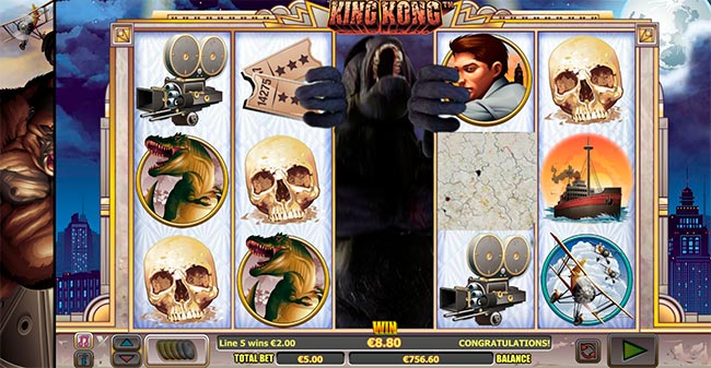 Бонусная функция Goes Ape в автомате Кинг Конг.